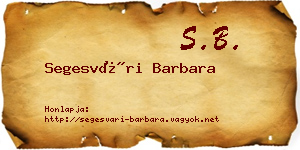 Segesvári Barbara névjegykártya